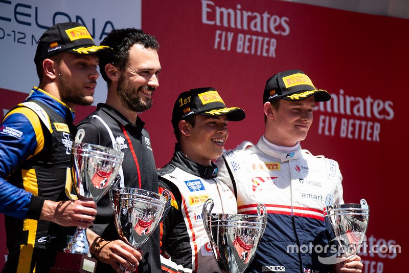 Podium: race winner Nyck De Vries, ART Grand Prix , second place Luca Ghiotto, Uni Virtuosi Racing, third place Callum Ilott, Sauber Junior Team By Charouz