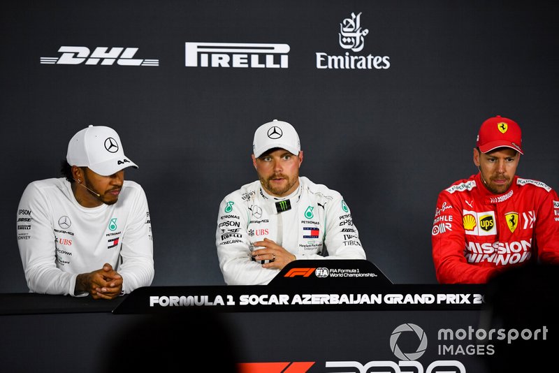Pole: Valtteri Bottas, Mercedes AMG F1, 2. Lewis Hamilton, Mercedes AMG F1, 3. Sebastian Vettel, Ferrari