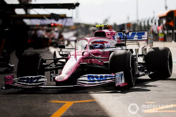 Lance Stroll, Racing Point RP20, in the pit lane