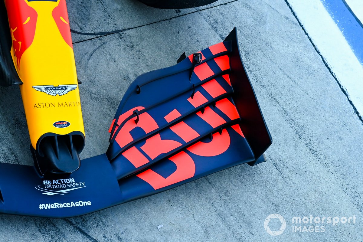 Detalle del alerón delantero del Red Bull Racing RB16
