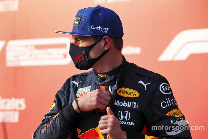 Tercero Max Verstappen, Red Bull Racing en Parc Ferme