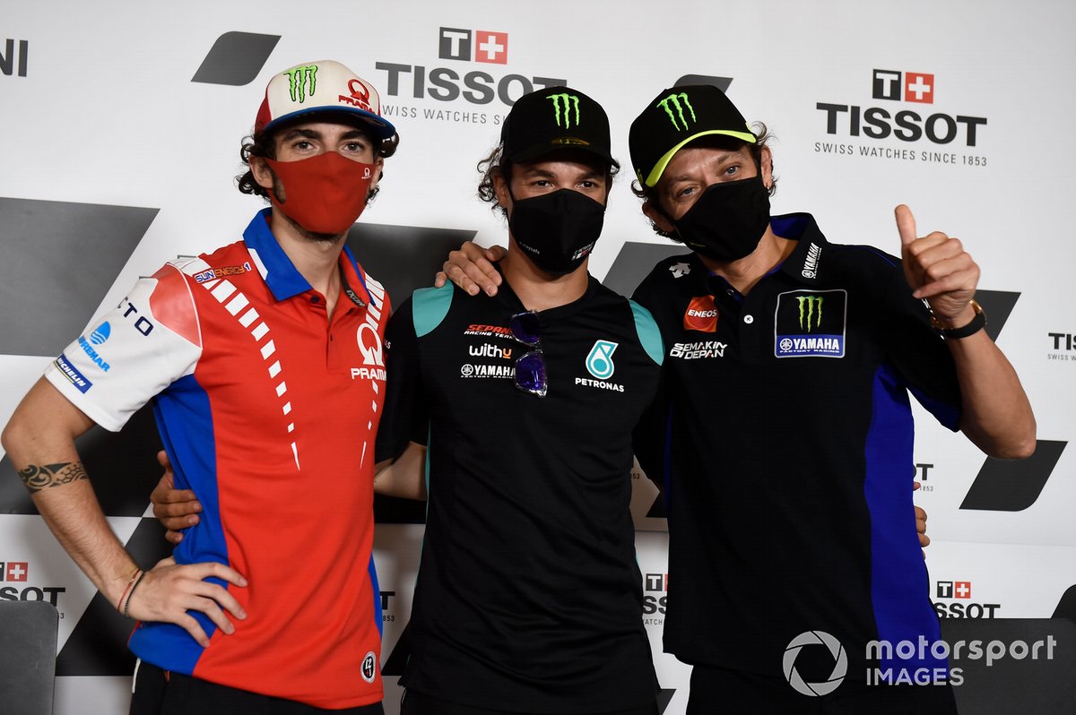 Francesco Bagnaia, Pramac Racing, Franco Morbidelli, Petronas Yamaha SRT, Valentino Rossi, Yamaha Factory Racing