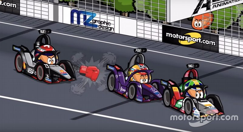 El incidente entre Buemi, Frijns y Di Grassi en Saya, por los MinEDrivers