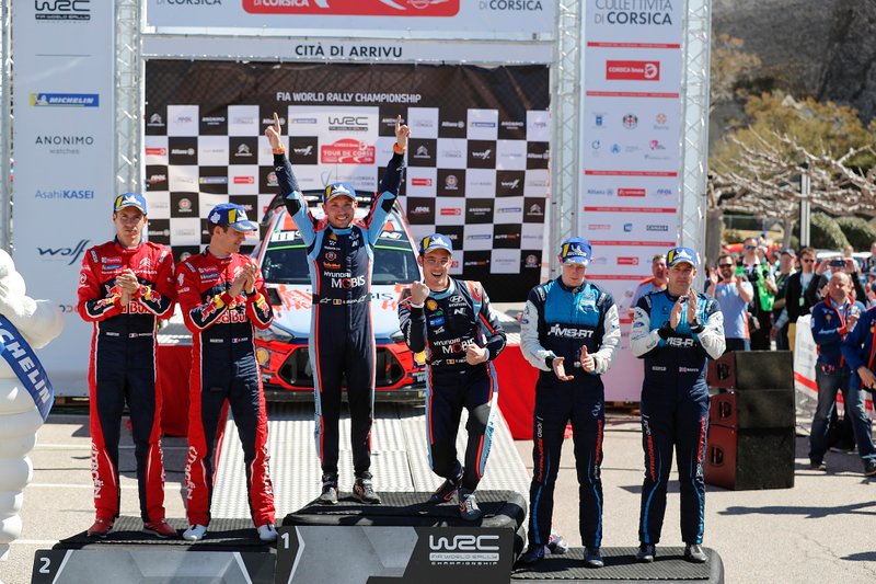 Podyum: Yarış galibi Thierry Neuville, Nicolas Gilsoul, Hyundai Motorsport Hyundai i20 Coupe WRC, 2. Sébastien Ogier, Julien Ingrassia, Citroën World Rally Team Citroen C3 WRC, 3. Elfyn Evans, Scott Martin, M-Sport Ford WRT Ford Fiesta WRC