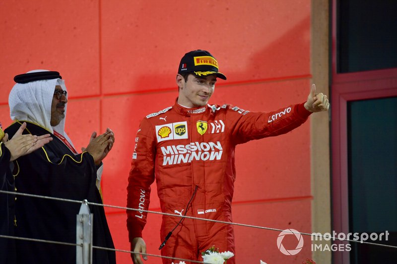 Podio el tercer lugar Charles Leclerc, Ferrari