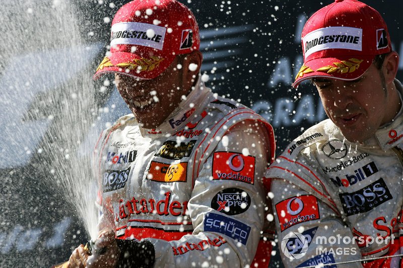 Podium : le troisième Lewis Hamilton, McLaren et le second Fernando Alonso, McLaren
