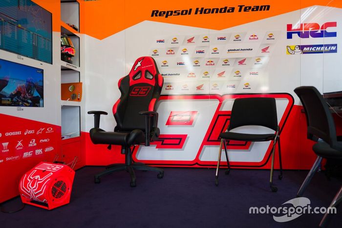 Asiento de Marc Márquez, del equipo Repsol Honda