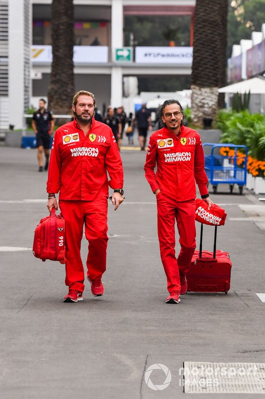Ferrari team arrive at the track