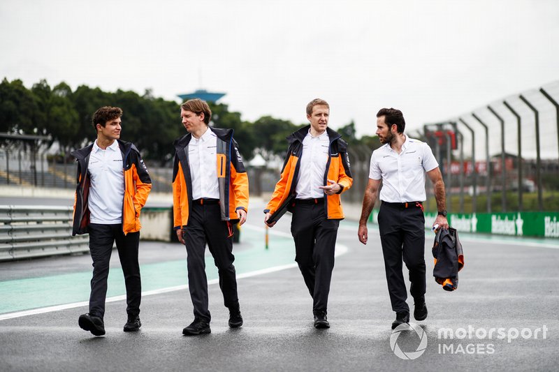 Lando Norris, McLaren walks the track