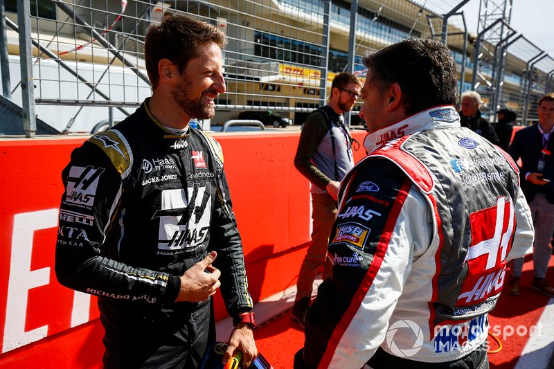 Romain Grosjean, Haas F1 Team Team, and NASCAR legend Tony Stewart