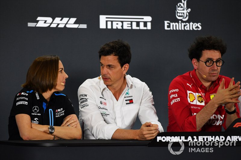 Claire Williams, Deputy Team Principal, Williams Racing, Toto Wolff, Executive Director (Business), Mercedes AMG, e Mattia Binotto, Team Principal Ferrari