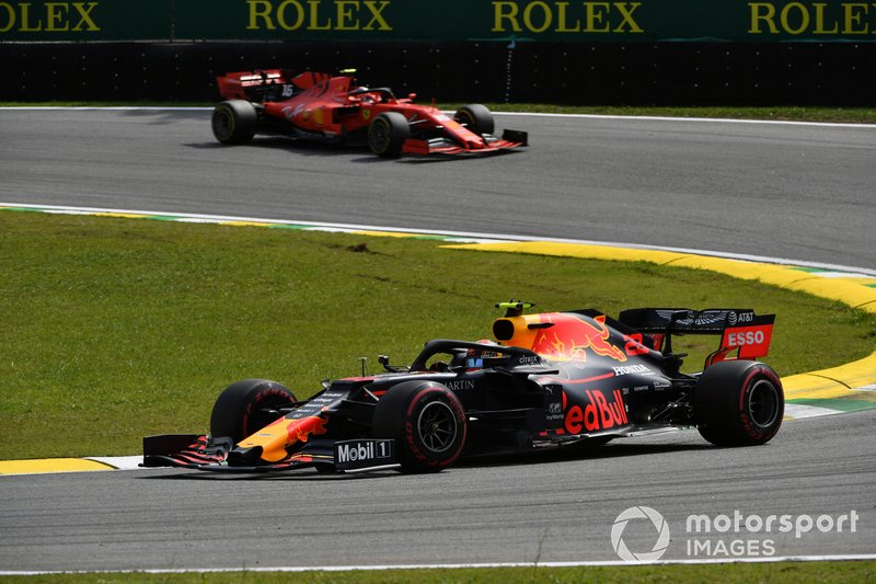 Alexander Albon, Red Bull RB15, leads Charles Leclerc, Ferrari SF90