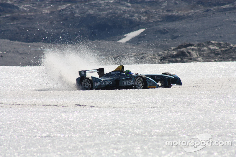 Lucas di Grassi drives on the Arctic ice cap