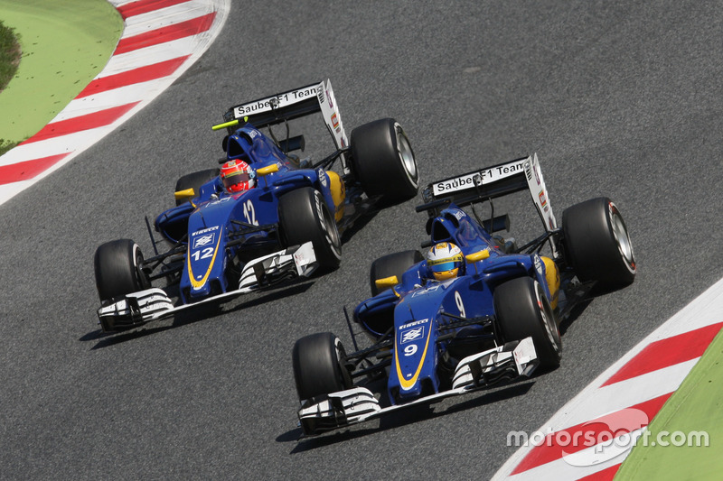 Marcus Ericsson, Sauber C35 en ploegmaat Felipe Nasr, Sauber C35