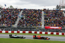 Daniel Ricciardo, Red Bull Racing RB12 leads Nico Rosberg, Mercedes AMG F1 W07 Hybrid