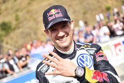 Sebastien Ogier, Volkswagen Motorsport, celebrates podium