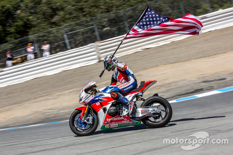 Nicky Hayden, Honda World Superbike Team, fête sa troisième place