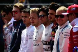 Sergio Perez, Sahara Force India F1 as the grid observes the national anthem