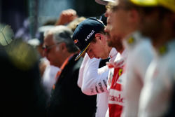 Max Verstappen, Red Bull Racing as the grid observes the national anthem