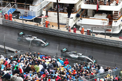 Nico Rosberg, Mercedes AMG F1 W07 Hybrid leads team mate Lewis Hamilton, Mercedes AMG F1 W07 Hybrid