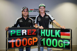 L'écurie Sahara Force India F1 fête les 100 Grands Prix de Nico Hulkenberg, Sahara Force India F1 et Sergio Perez, Sahara Force India F1