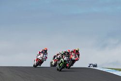 Jonathan Rea, Kawasaki Racing Team, Chaz Davies, Aruba.it Racing - Ducati Team et Michael van der Ma