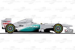 La Mercedes W02 di Michael Schumacher nel 2011<br/> Riproduzione riservata, esclusiva Motorsport.com