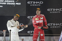 Podium: second place Lewis Hamilton, Mercedes AMG F1, third place Sebastian Vettel, Ferrari