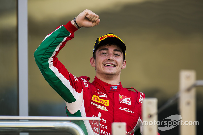 Podium: Race winner Charles Leclerc, PREMA Powerteam