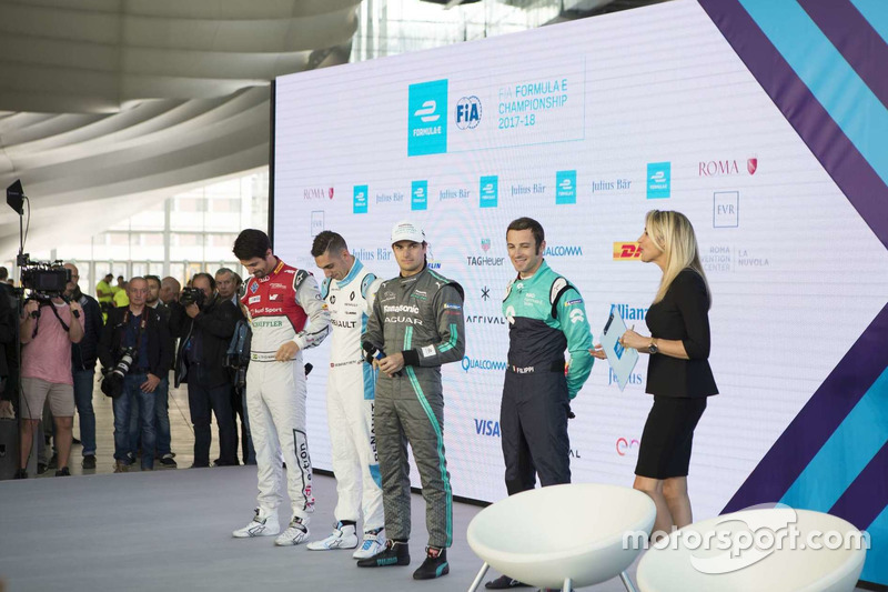 Lucas Di Grassi, Audi Sport ABT Schaeffler, Sebastien Buemi, Renault e.Dams, Nelson Piquet Jr., Jaguar Racing and Luca Filippi, NIO Formula E Team