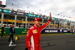 Sebastian Vettel, Ferrari, celebrates qualifying third