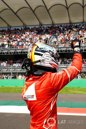 Le poleman Sebastian Vettel, Ferrari