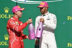 Race winner Lewis Hamilton, Mercedes AMG F1, second place Sebastian Vettel, Ferrari