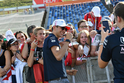 Esteban Ocon, Force India F1 poses for a photograph with fans
