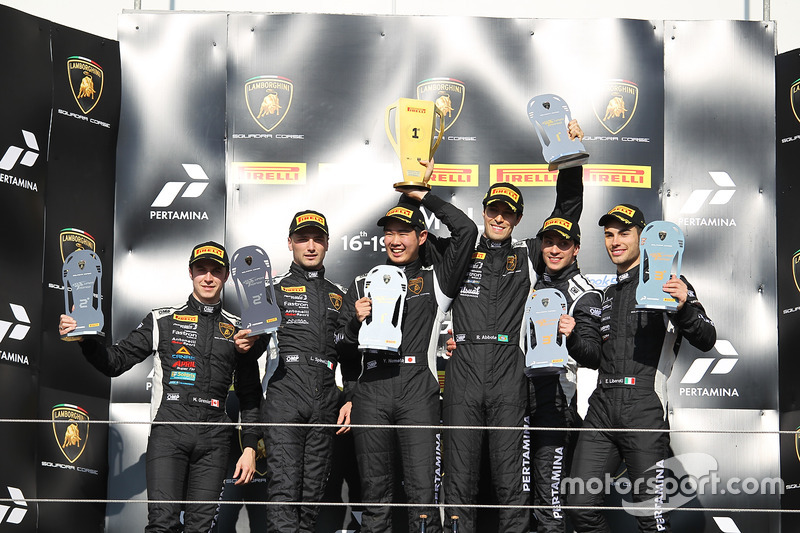 Podium Europe Pro: Race winners Raphael Abbate, Yuki Nemoto, VS Racing, second place Loris Spinelli, Mikael Grenier, Antonelli Motorsport, third place Nicolas Costa, Antonio D'Amico, VS Racing