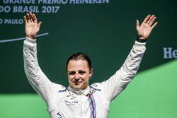 Felipe Massa, Williams FW40, son Brezilya GP'sini kutluyor, Parc Ferme