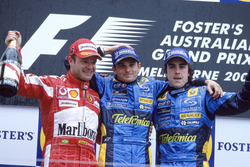 Podium: Race winner Giancarlo Fisichella, Renault F1 Team, second place Rubens Barrichello, Ferrari,
