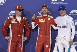 Sıralama turları ilk üç: Sebastian Vettel, Ferrari, Kimi Raikkonen, Ferrari, Valtteri Bottas, Merced