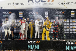 Champagne shower on the podium