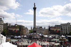 The F1 Live London circus set up around Nelsons Column in Trafalgar Square