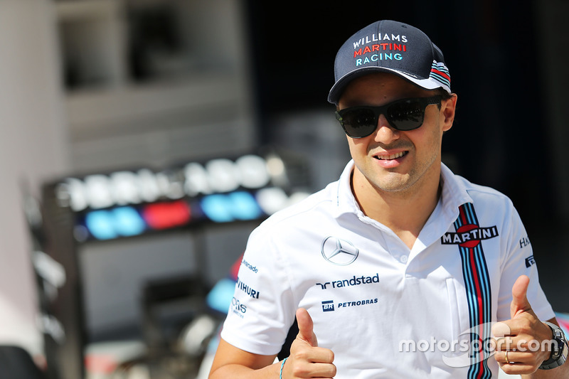 Felipe Massa, with a specially liveried Williams FW38 marking his retirement from F1