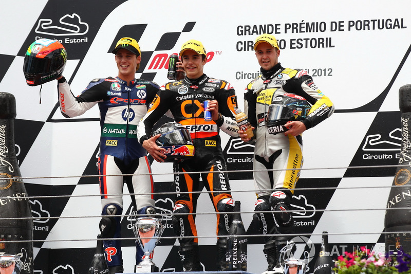 Podio: 1º Marc Márquez, 2º Pol Espargaró, 3º Thomas Luthi