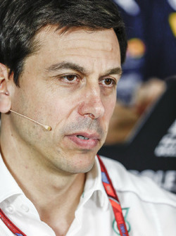 Toto Wolff, Executive Director (Business), Mercedes AMG, in the Team Principals Press Conference