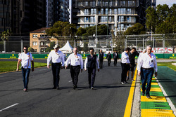 FIA officials walk the track, including, steward Derek Warwick, Charlie Whiting, Race Director, FIA and Laurent Mekies, F1 Deputy Race Director, FIA