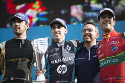 Podium : le vainqueur Sébastien Buemi, Renault e.Dams, le deuxième, Jean-Eric Vergne, Techeetah; le troisième, Lucas di Grassi, ABT Schaeffler Audi Sport