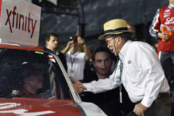 Ryan Reed, Roush Fenway Racing Ford celebrates his win in Victory Lane with Jack Roush