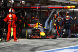 Daniel Ricciardo, Red Bull Racing RB13, leaves his pit box after a stop