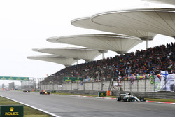 Lewis Hamilton, Mercedes AMG F1 W08, leads Daniel Ricciardo, Red Bull Racing RB13