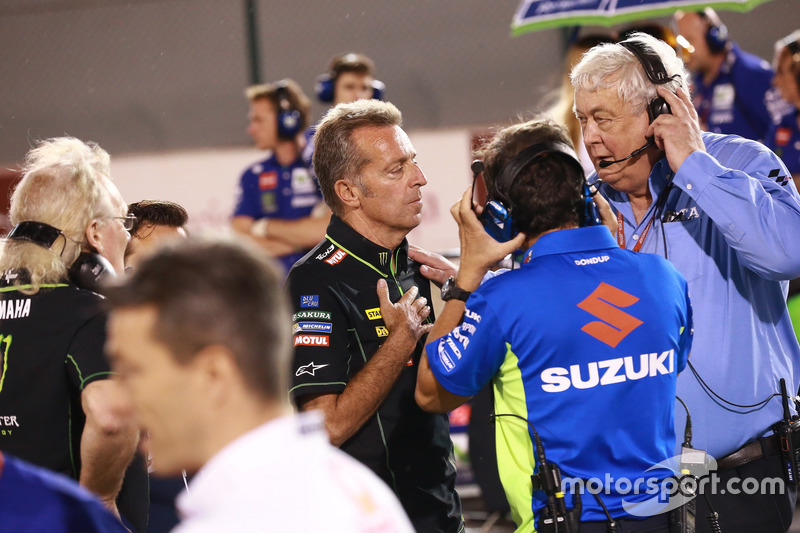 Hervé Poncharal, Monster Yamaha Tech 3 Team Principal, IRTA-CEO Mike Trimby, delayed start,