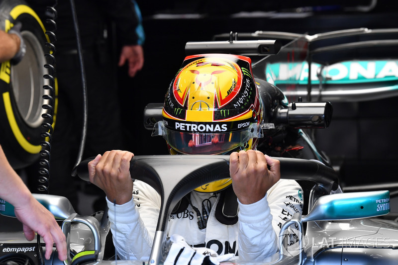Lewis Hamilton, Mercedes-Benz F1 W08 con el Halo
